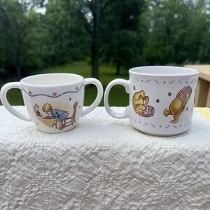 Vtg Classic Winnie the Pooh Disney Charpente Childs Mugs Peek-a-boo & Honey Pot